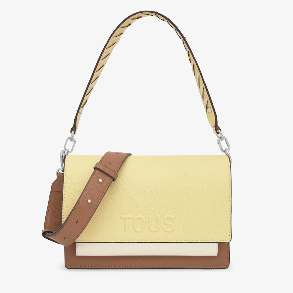 Bandolera mediana amarillo claro Audree Saffiano