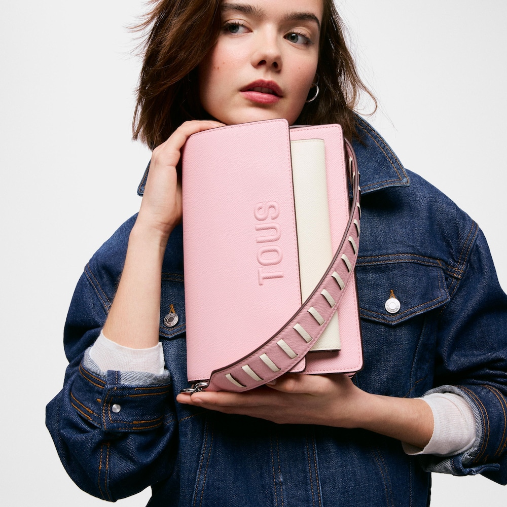 Sac &agrave; bandouli&egrave;re rose poudr&eacute; moyen TOUS Audree Saffiano