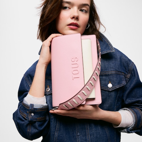 Medium powder pink Crossbody bag TOUS Audree Saffiano