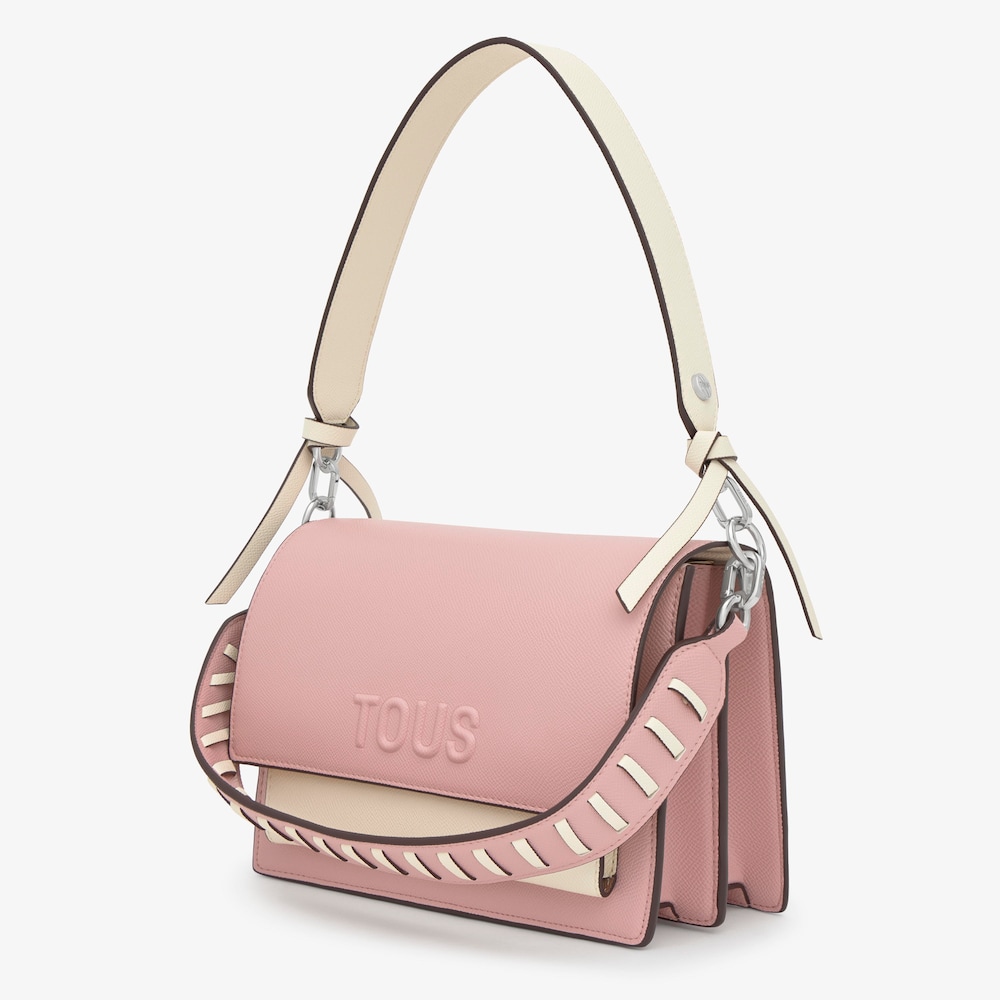 Sac &agrave; bandouli&egrave;re rose poudr&eacute; moyen TOUS Audree Saffiano