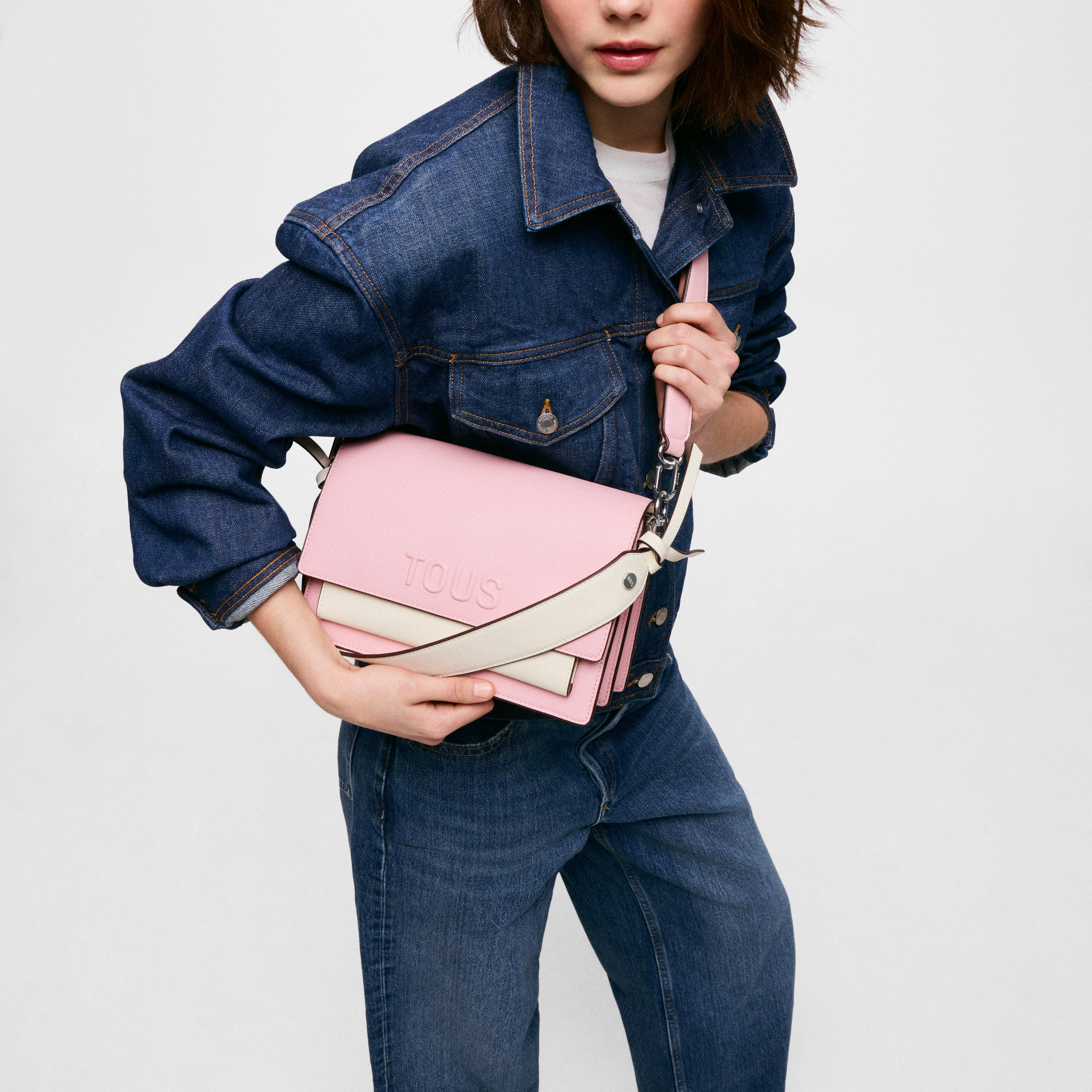 Medium powder pink Crossbody bag TOUS Audree Saffiano