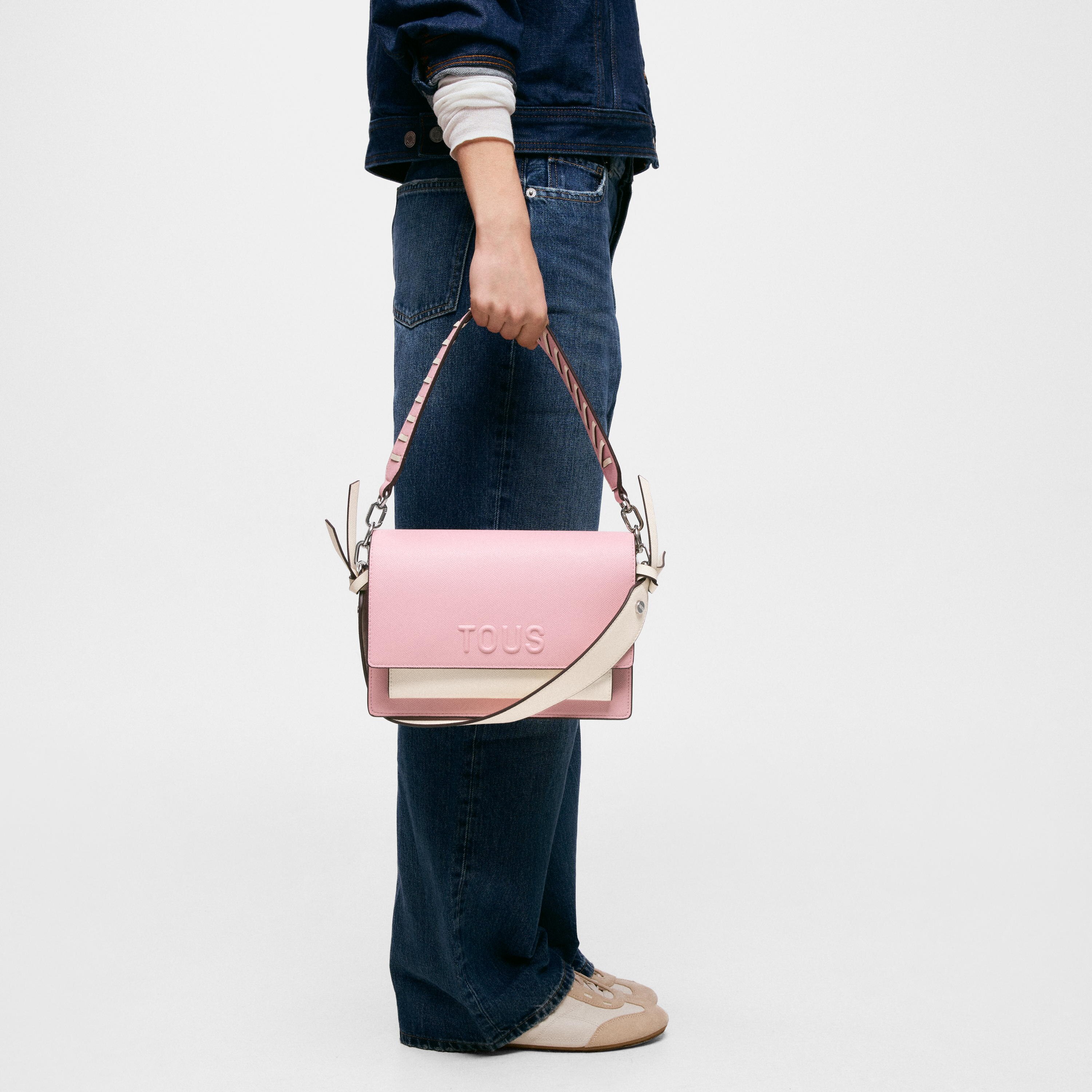 Medium powder pink Crossbody bag TOUS Audree Saffiano