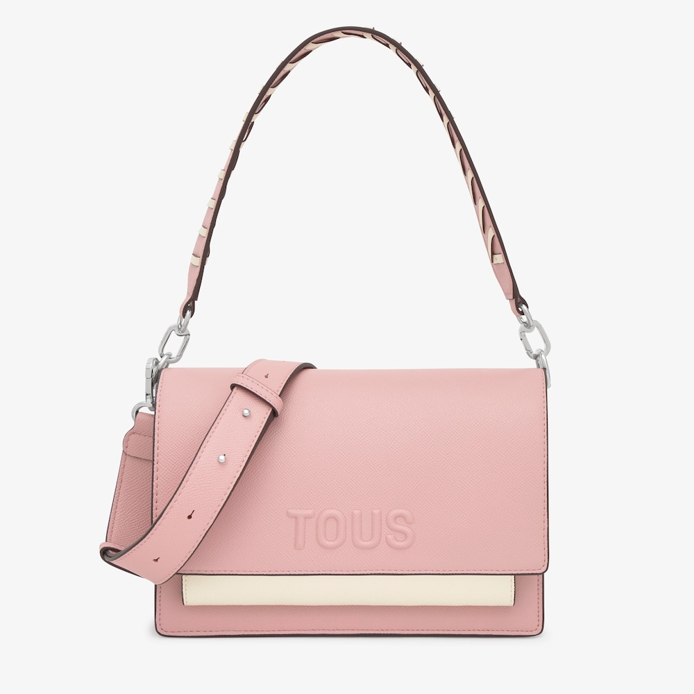 Sac &agrave; bandouli&egrave;re rose poudr&eacute; moyen TOUS Audree Saffiano
