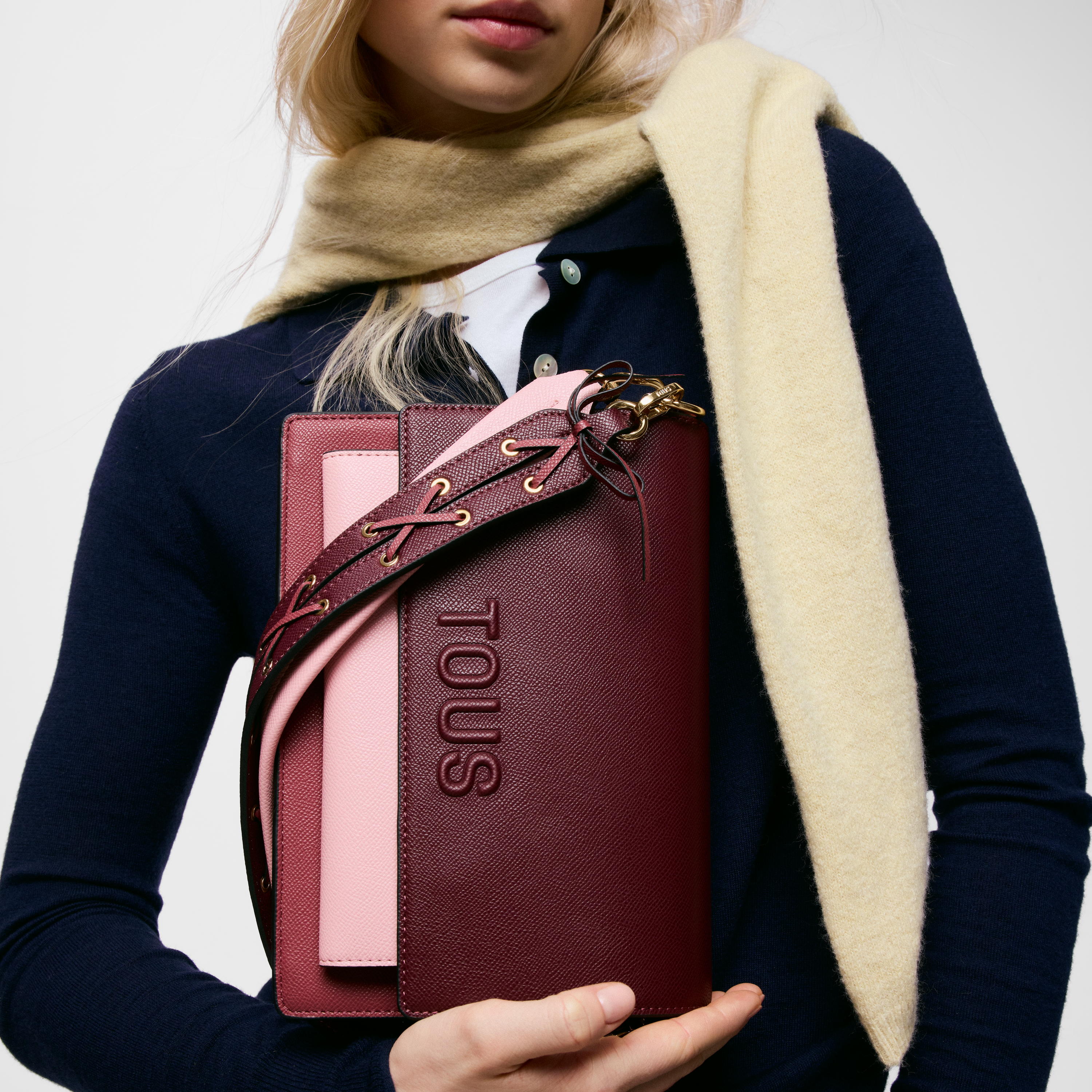 Medium burgundy Crossbody bag TOUS Audree Saffiano