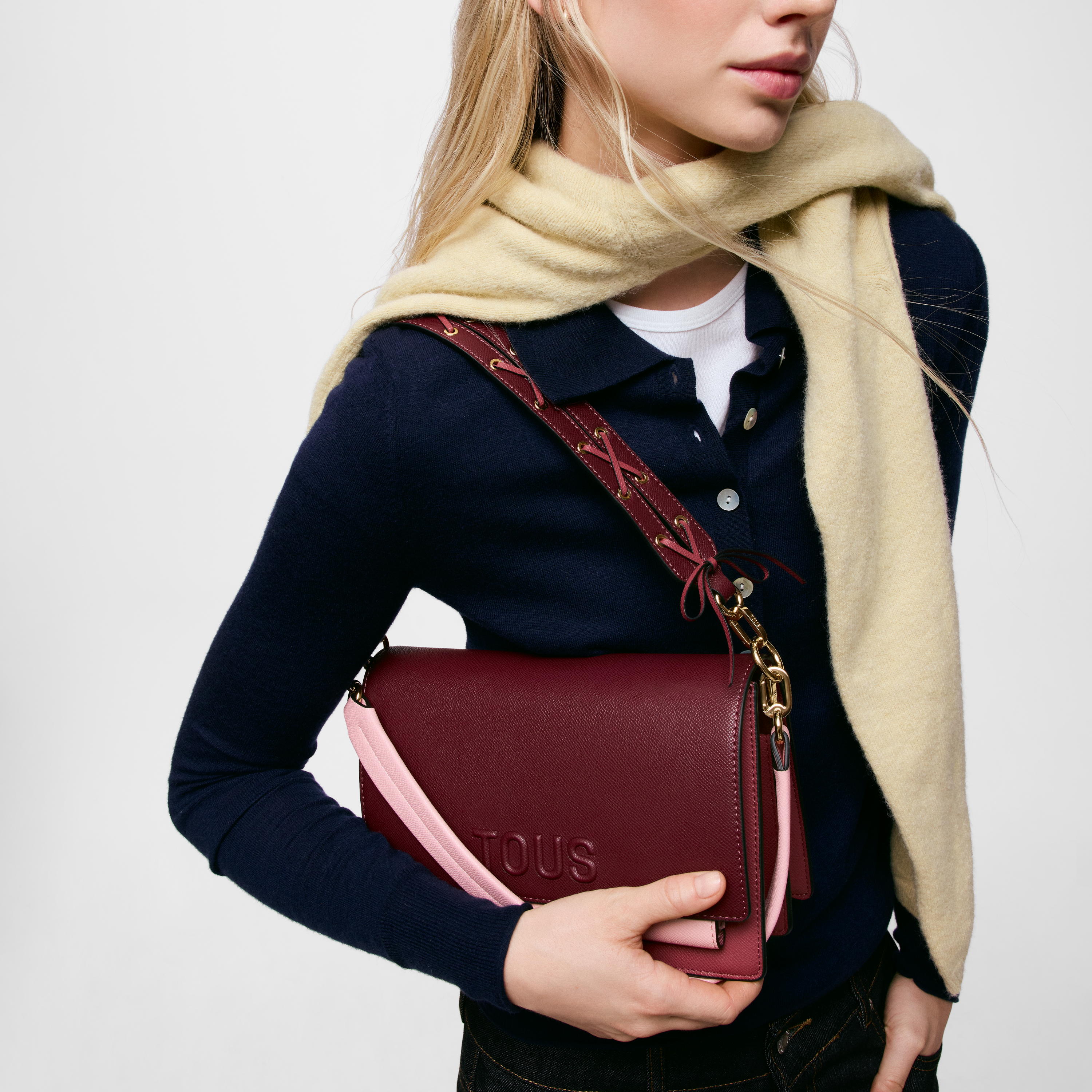 Medium burgundy Crossbody bag TOUS Audree Saffiano