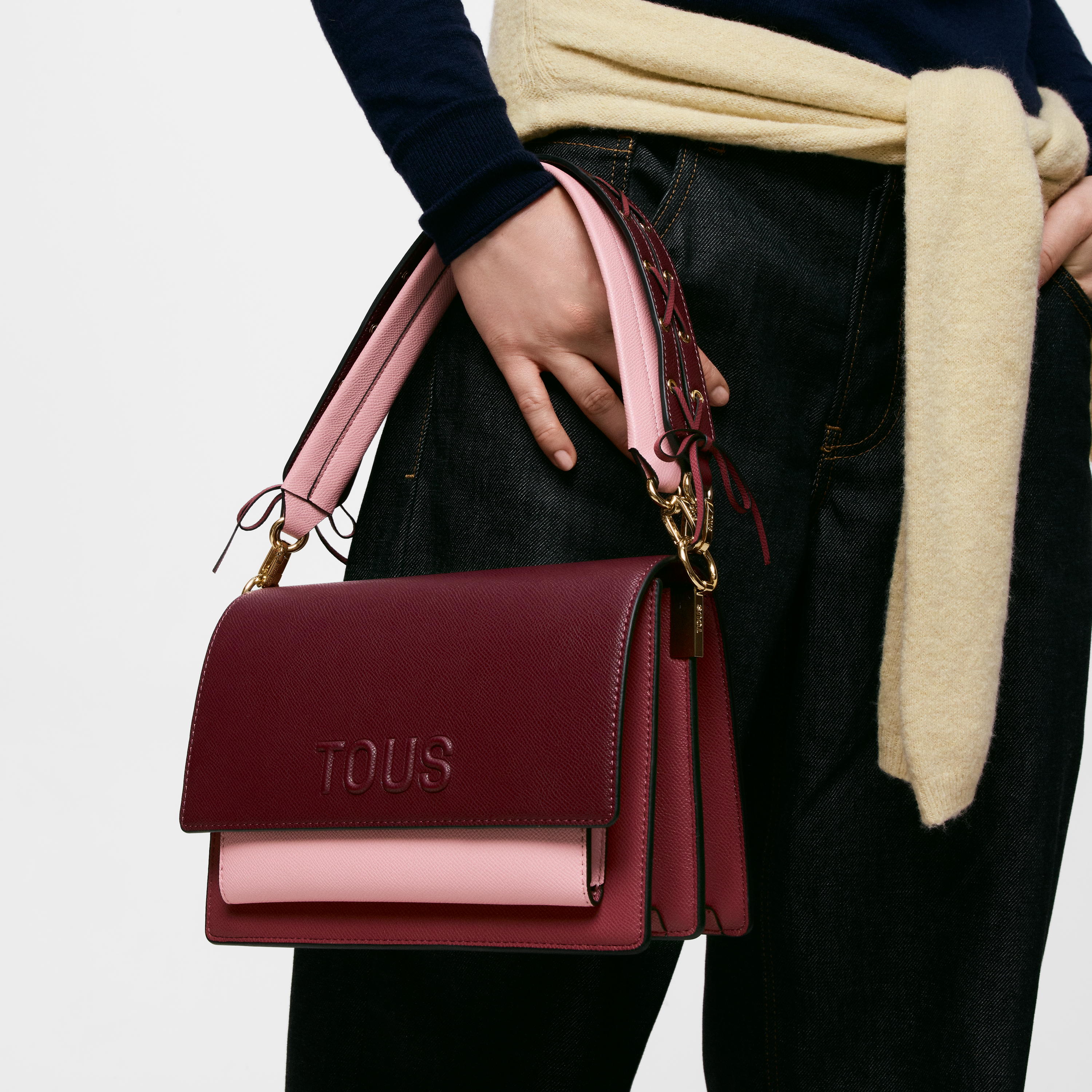 Medium burgundy Crossbody bag TOUS Audree Saffiano