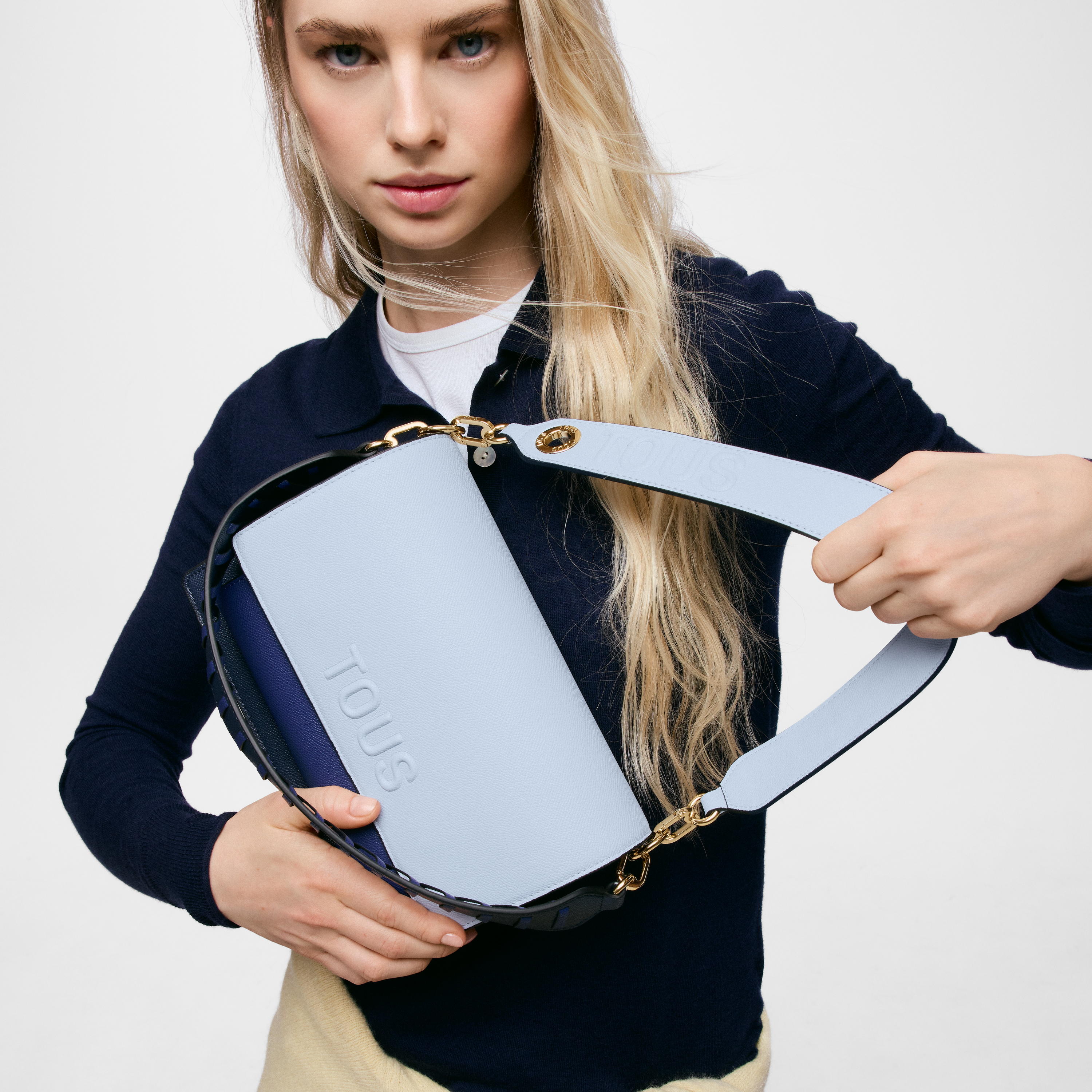 Medium navy blue Crossbody bag TOUS Audree Saffiano