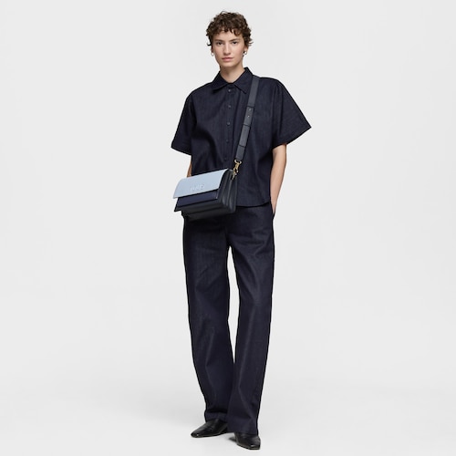 Bandolera mediana azul marino Audree Saffiano