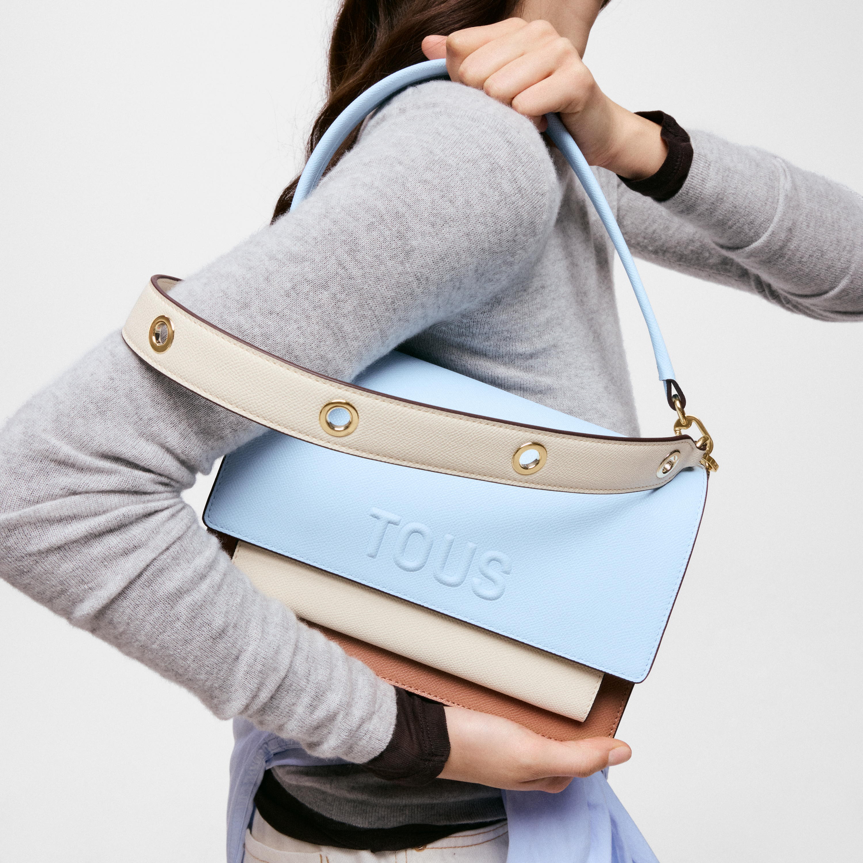 Medium sky blue Crossbody bag TOUS Audree Saffiano