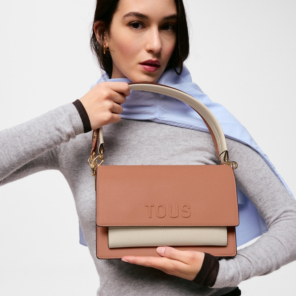 Medium mocha-colored Crossbody bag TOUS Audree Saffiano