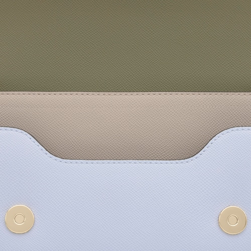 Sac &agrave; bandouli&egrave;re taupe et vert moyen TOUS Audree Saffiano