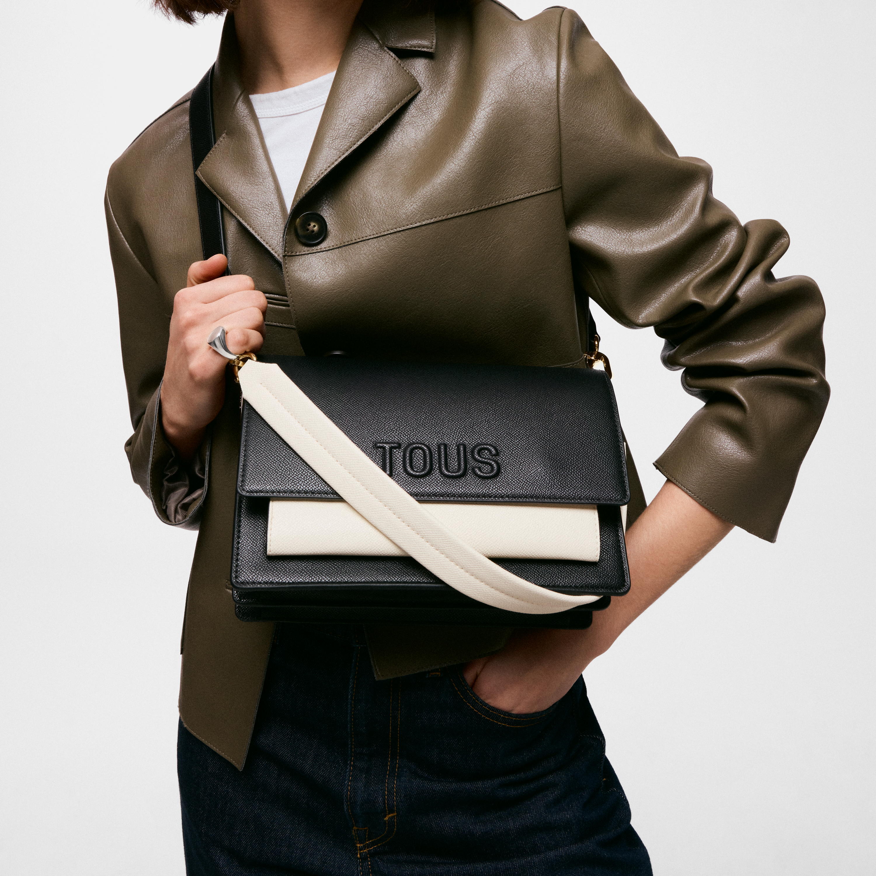 Medium black Crossbody bag TOUS Audree Saffiano