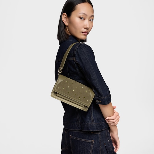 Bandolera pequeña verde oliva Audree Strass