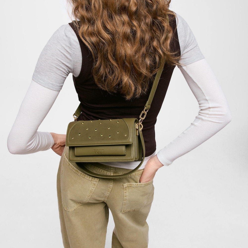 Mała oliwkowa Torebka przez ramię TOUS Audree Strass
