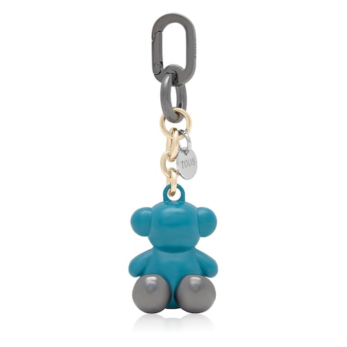 Turquoise and blue metal Key ring Bold Bear