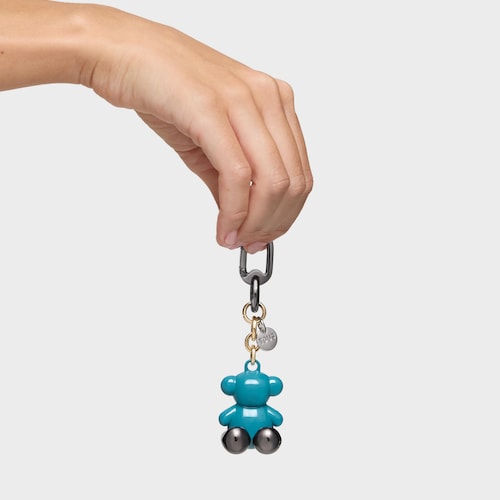 Turquoise and blue metal Key ring Bold Bear