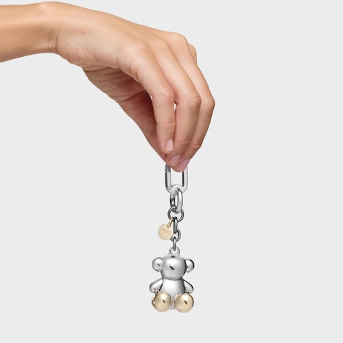 Silver-and-black-colored metal Key ring Bold Bear