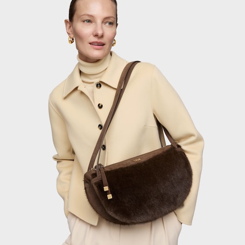 Borsa a tracolla marrone TOUS Halfmoon