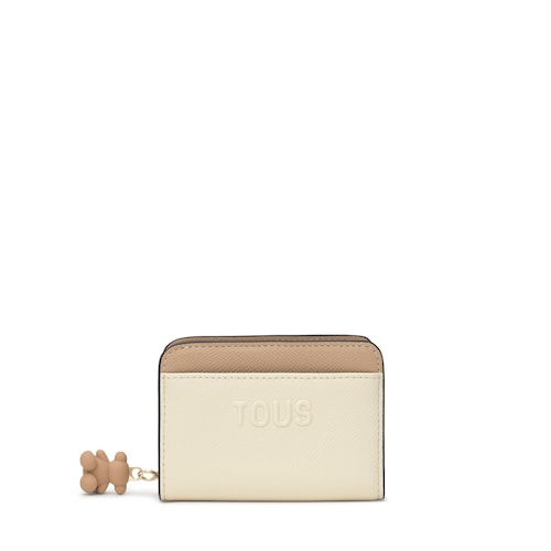 Cartera mediana beige arena TOUS Doble Audree Saffiano