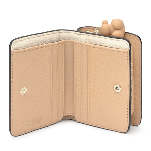Cartera mediana beige arena TOUS Doble Audree Saffiano