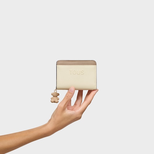 Cartera mediana beige arena TOUS Doble Audree Saffiano