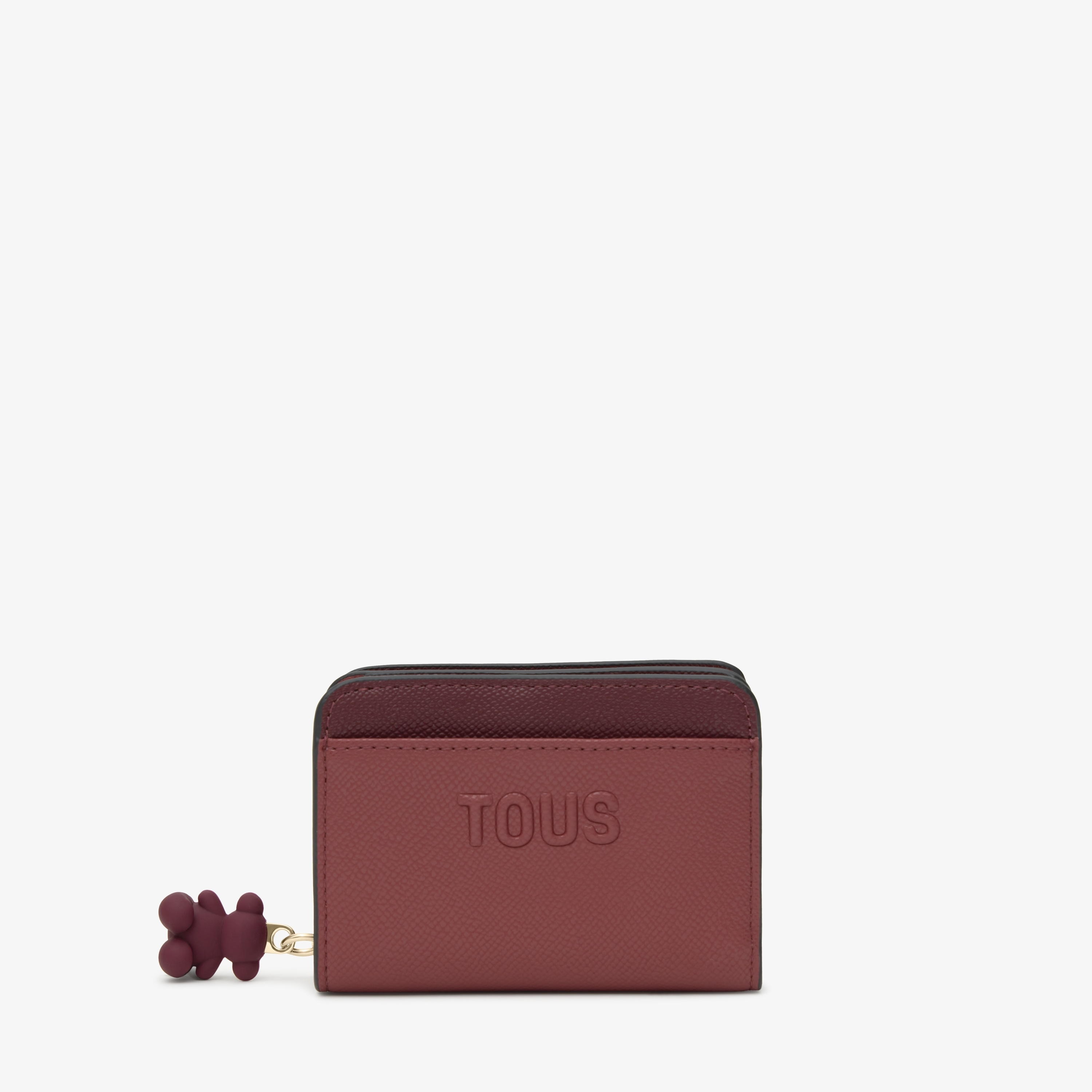 Medium burgundy Card wallet TOUS Doble Audree Saffiano