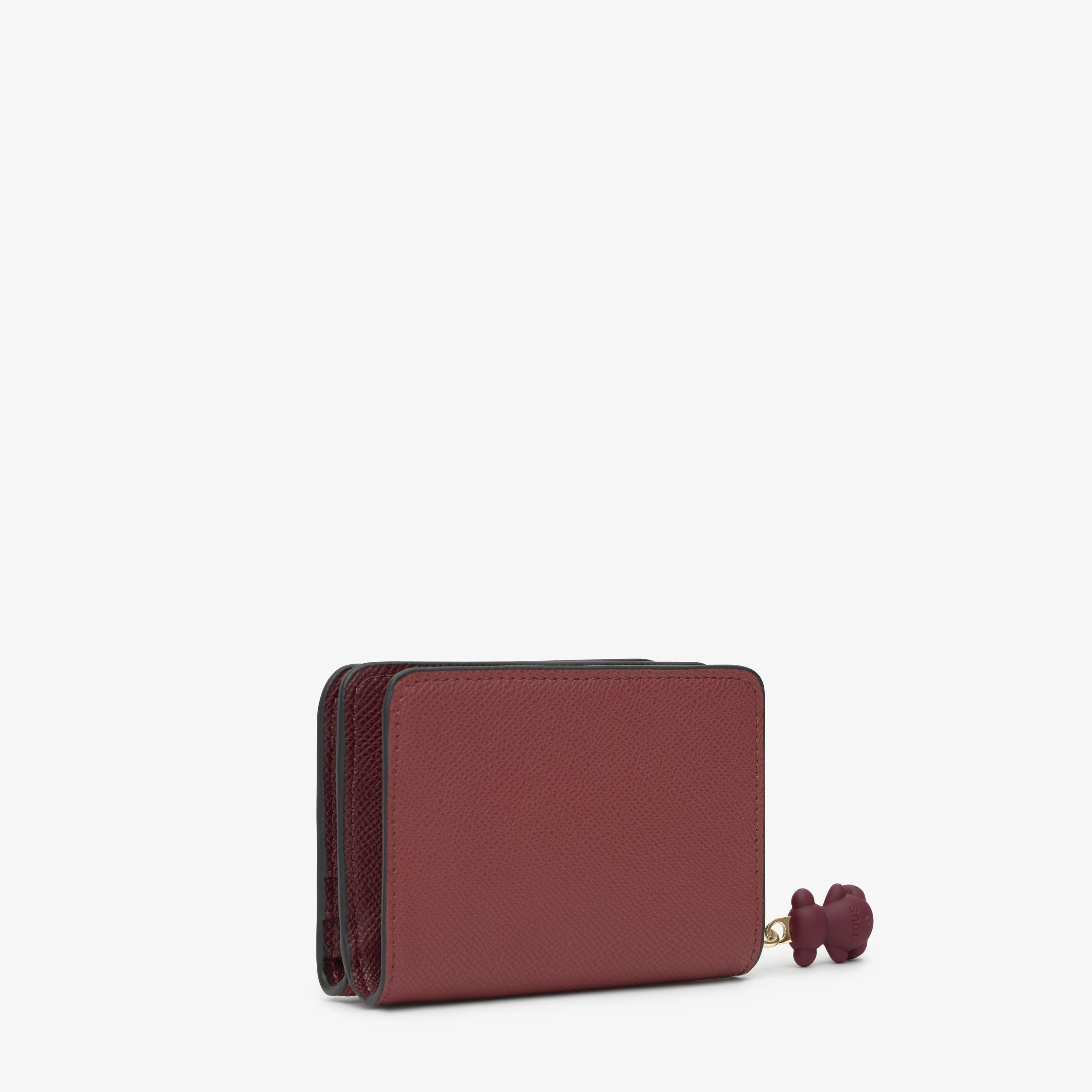 Medium burgundy Card wallet TOUS Doble Audree Saffiano