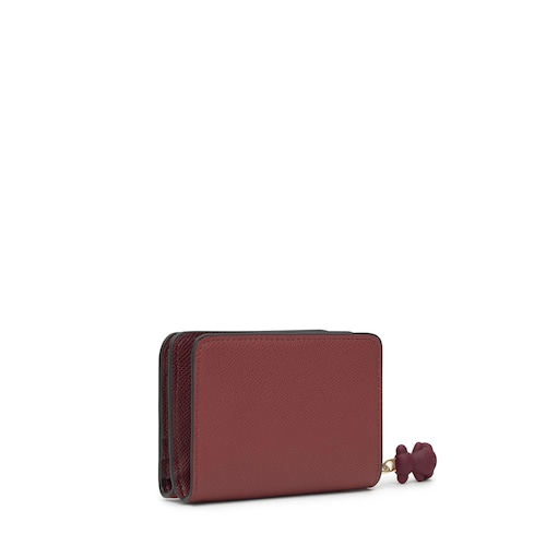 Cartera mediana burdeos TOUS Doble Audree Saffiano
