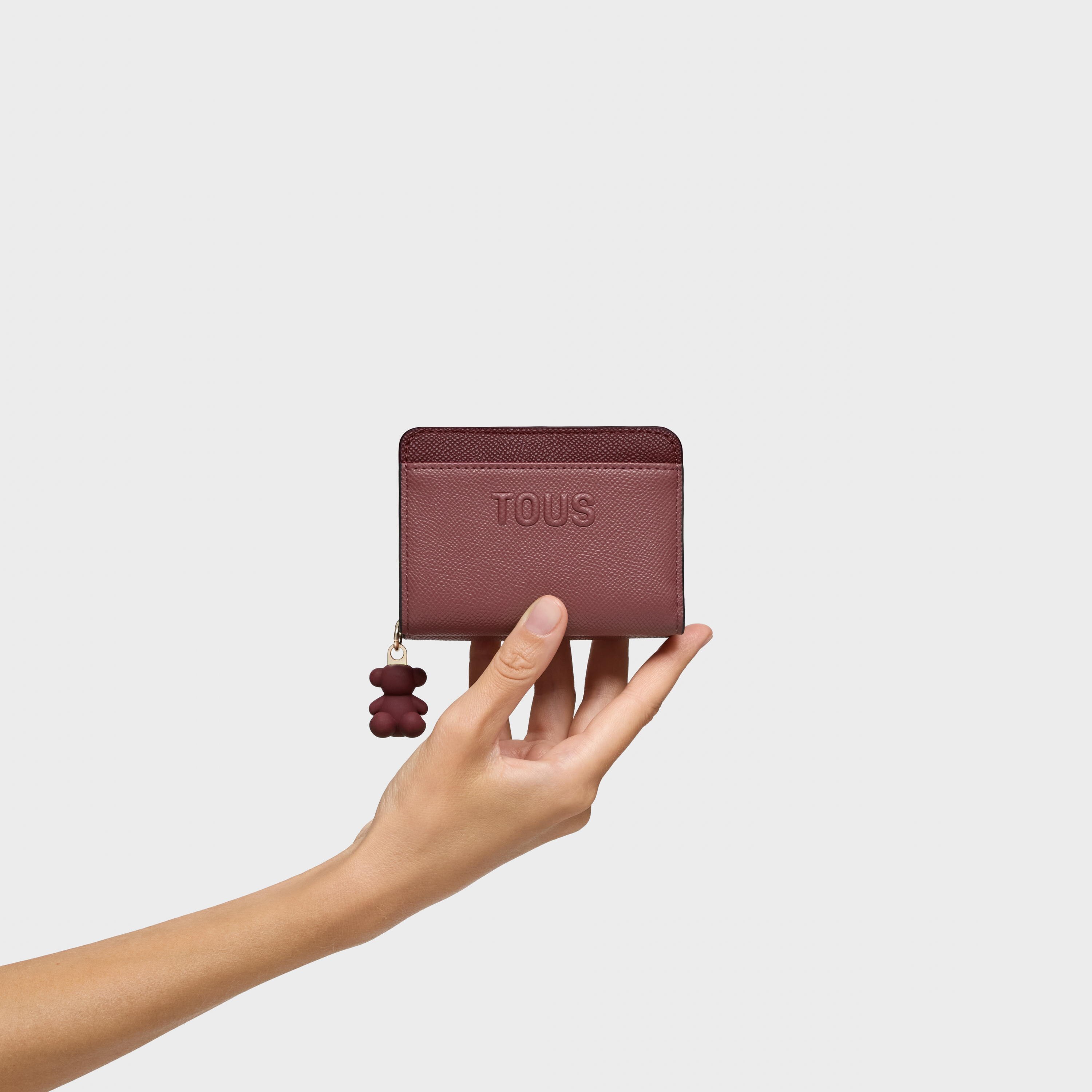 Medium burgundy Card wallet TOUS Doble Audree Saffiano