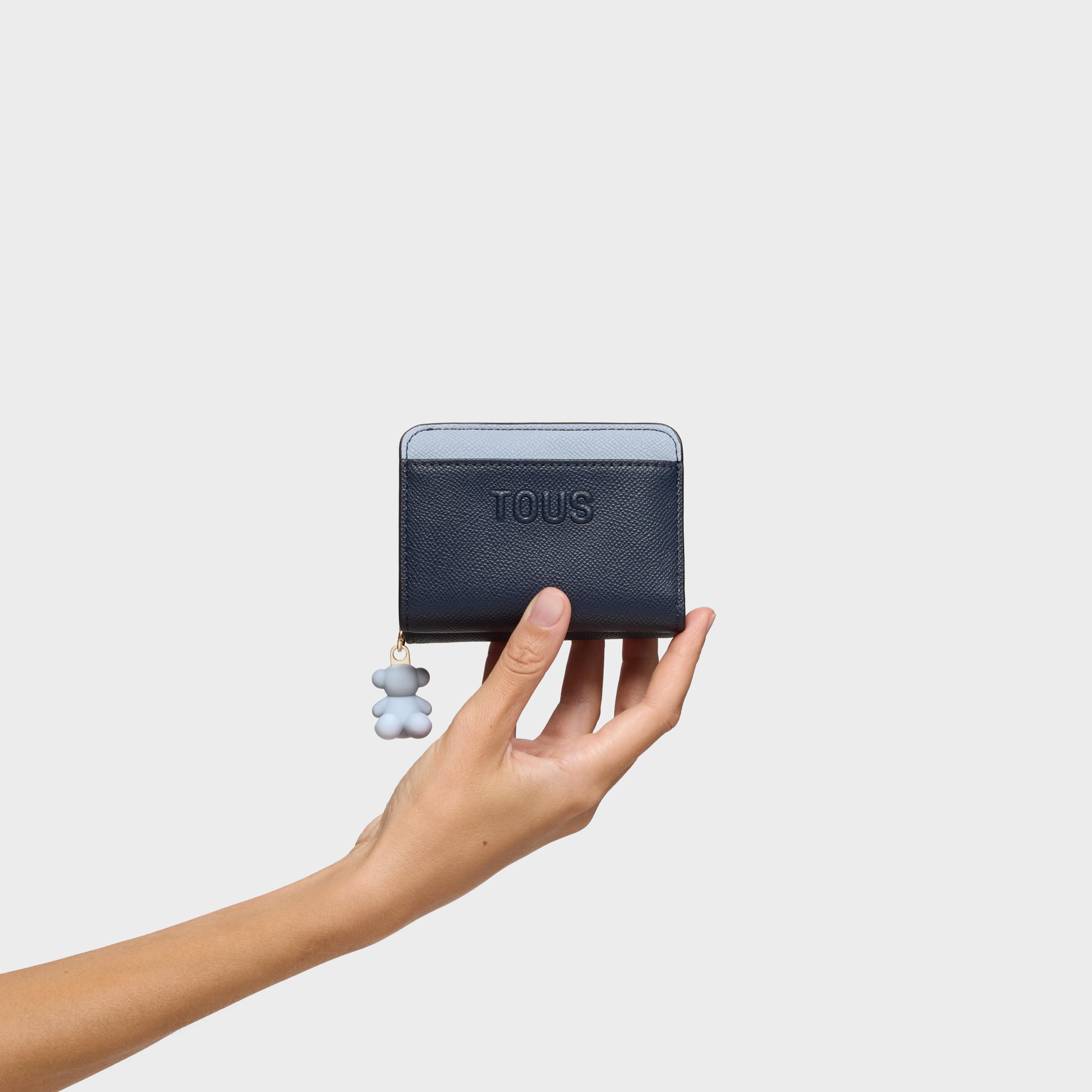 Medium navy blue Card wallet TOUS Doble Audree Saffiano
