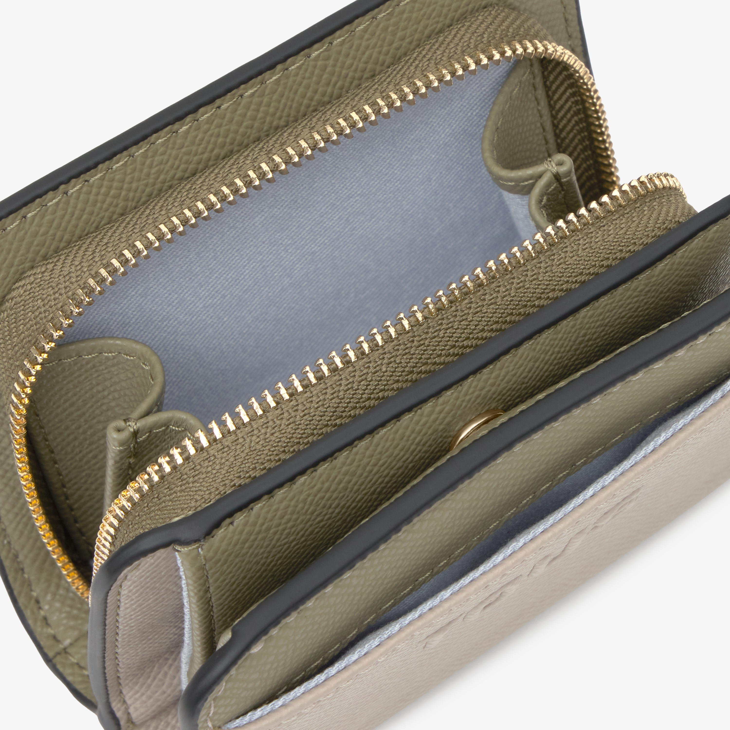 Medium taupe and green Card wallet TOUS Doble Audree Saffiano