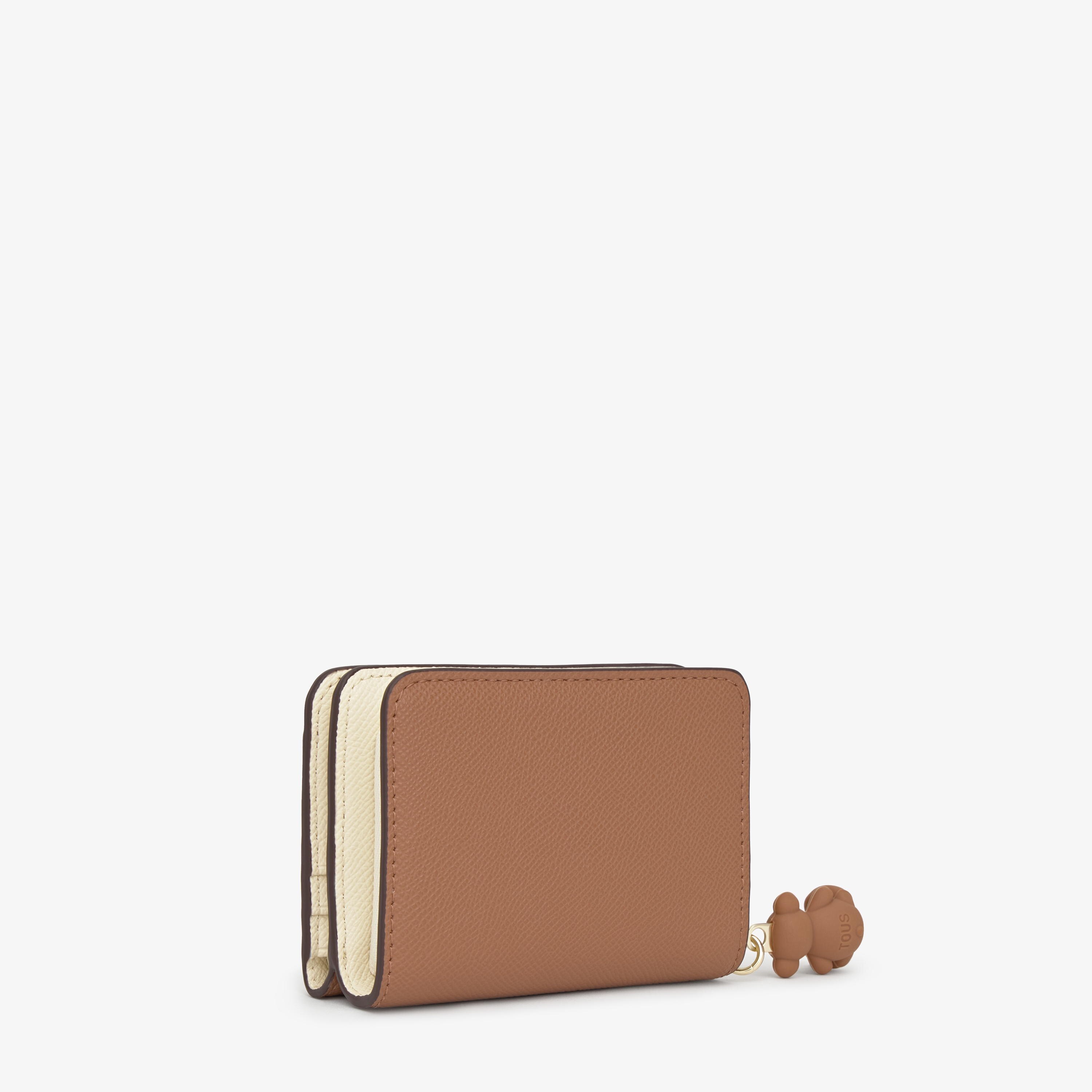 Medium mocha-colored Bifold wallet TOUS Audree Saffiano | TOUS
