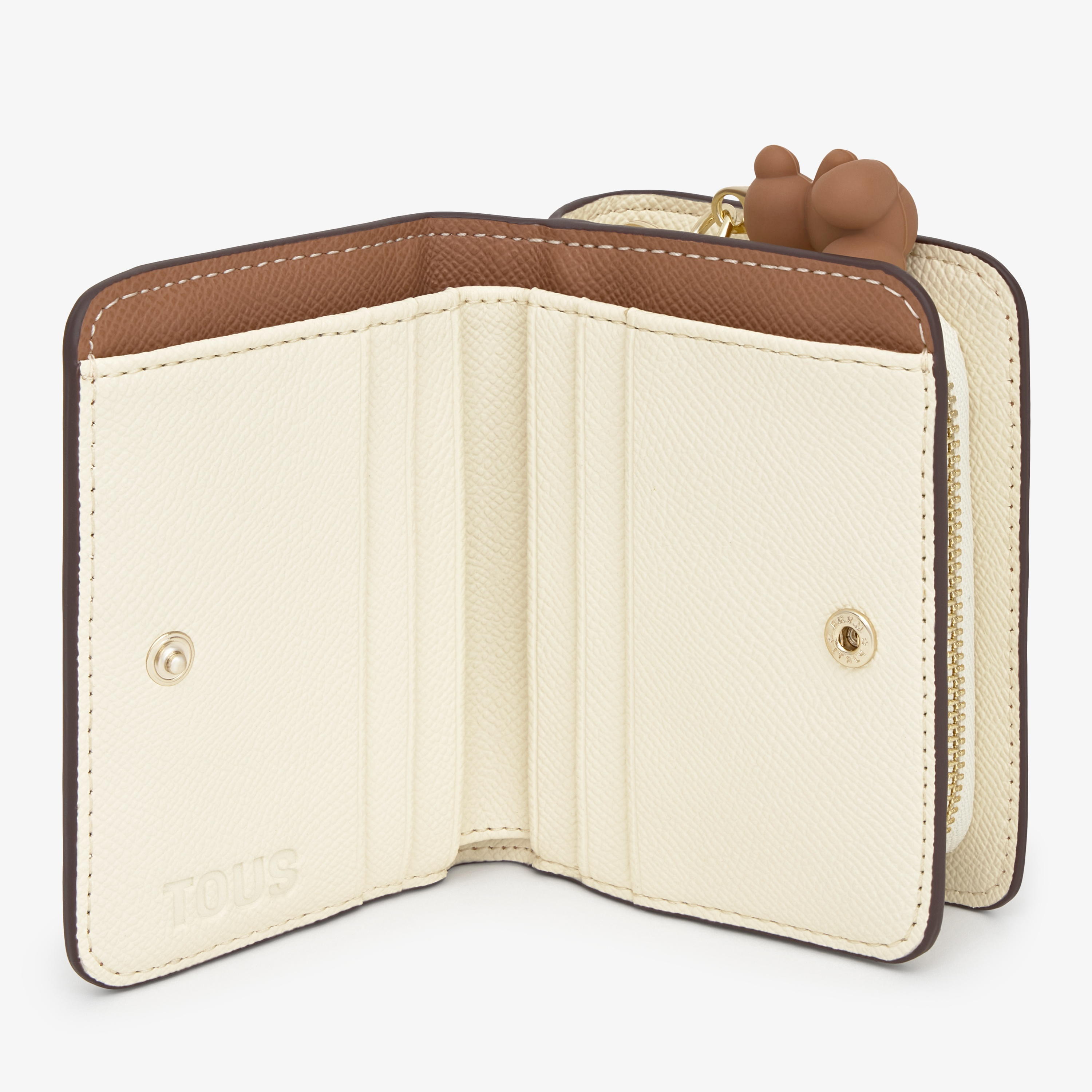 Medium mocha-colored Bifold wallet TOUS Audree Saffiano | TOUS
