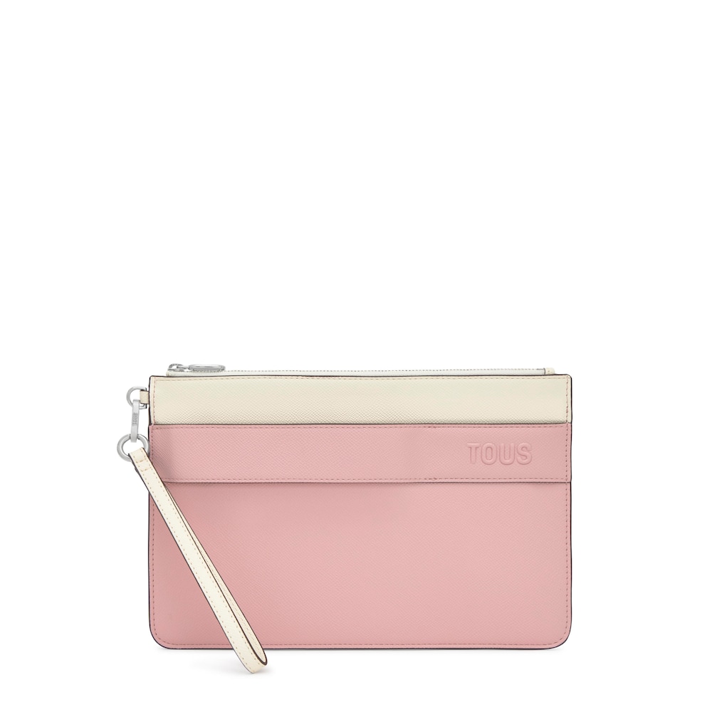 Clutch rosa empolvado Audree Saffiano