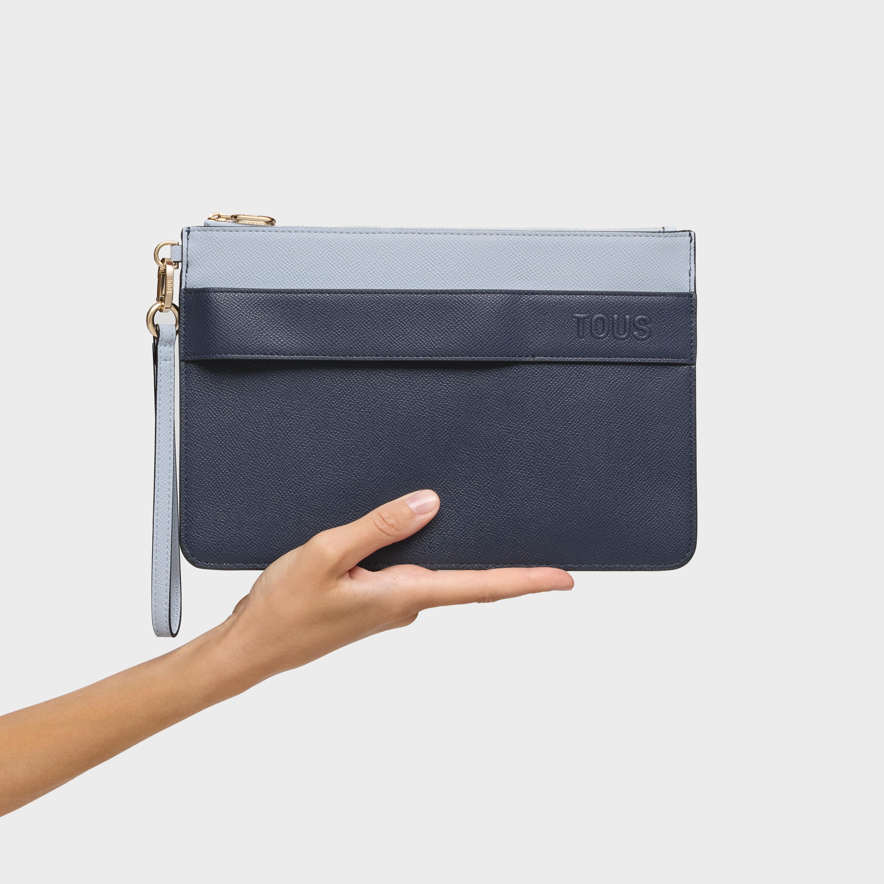 Navy blue and gray Clutch bag TOUS Audree Saffiano