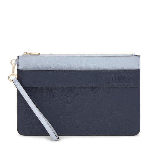 Clutch azul-marinho e cinzento TOUS Audree Saffiano