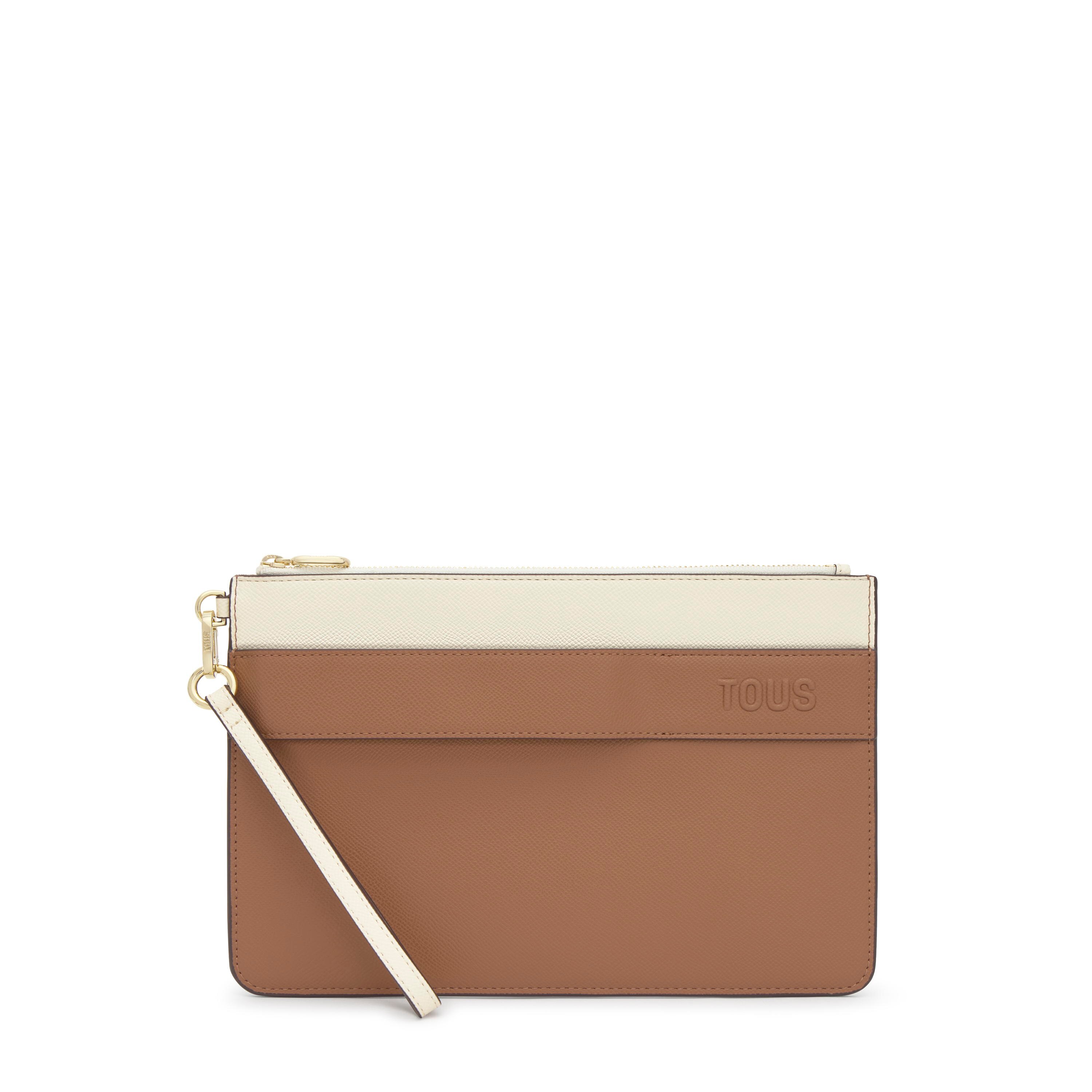 Audree Saffiano mocha clutch | TOUS