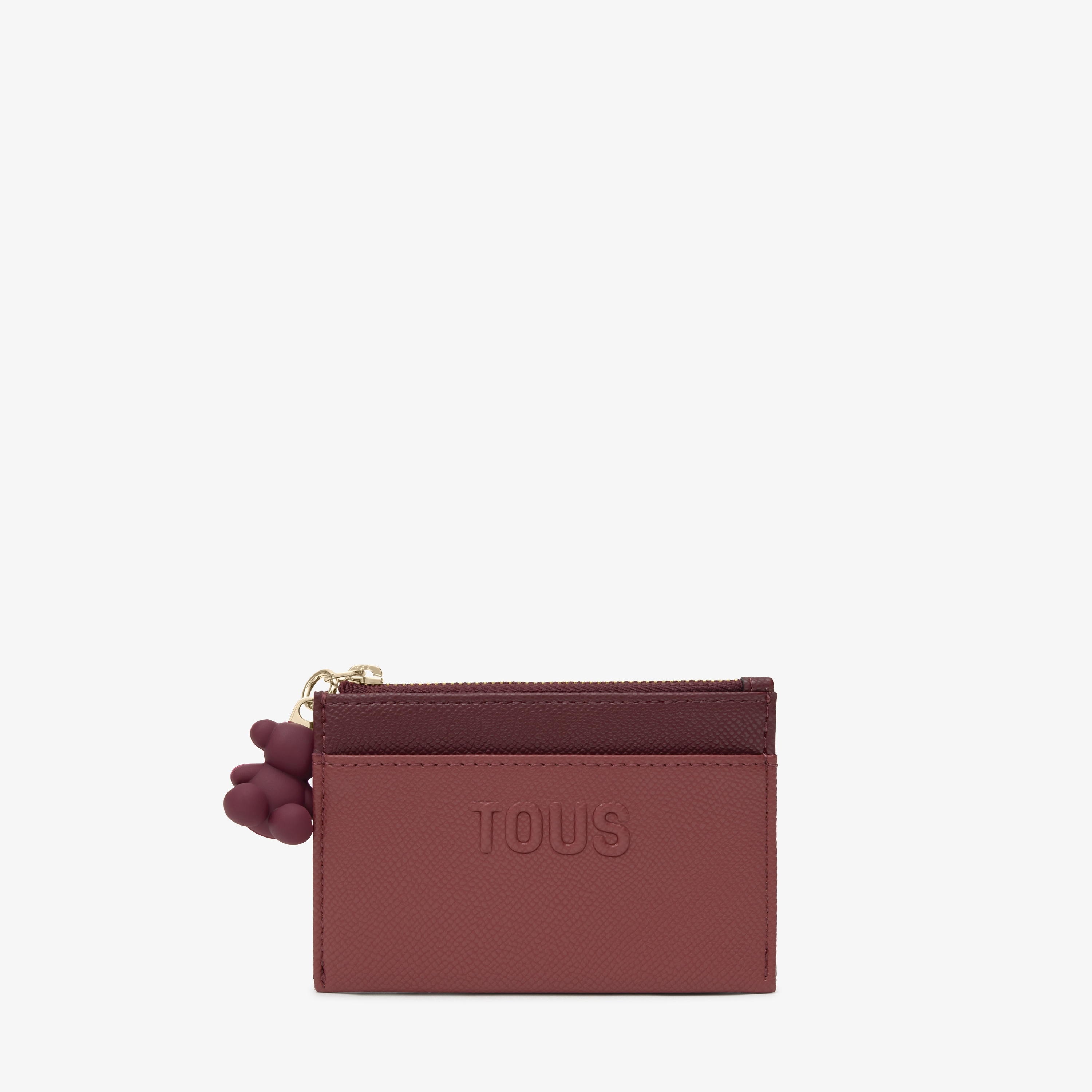 Burgundy-colored Change purse-cardholder TOUS Audree Saffiano