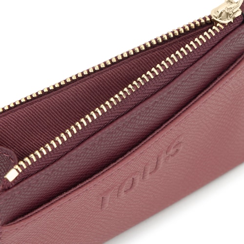 Monedero tarjetero burdeos Audree Saffiano