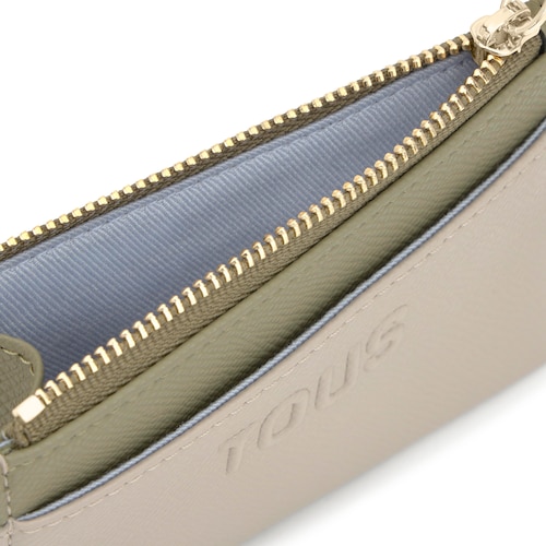 Monedero tarjetero azul topo y verde Audree Saffiano