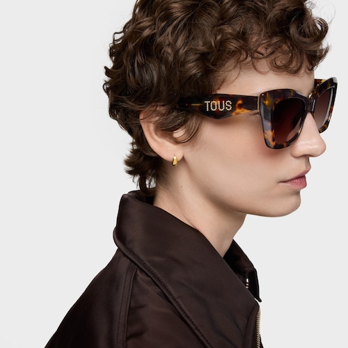 Gafas de sol en color havana Faceted Logo