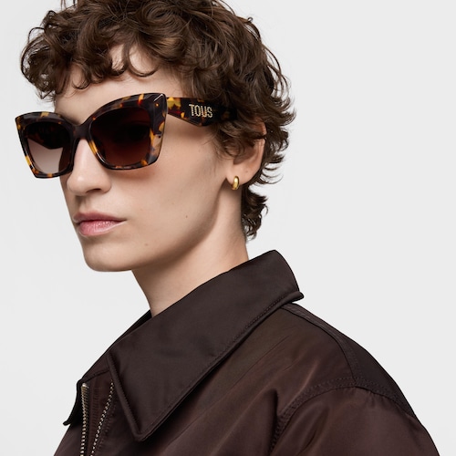 Gafas de sol en color havana Faceted Logo