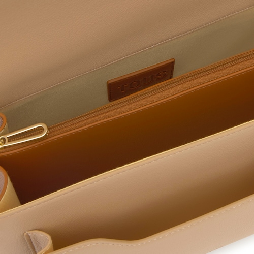 Sac &agrave; bandouli&egrave;re sable moyen TOUS Audree Pipings