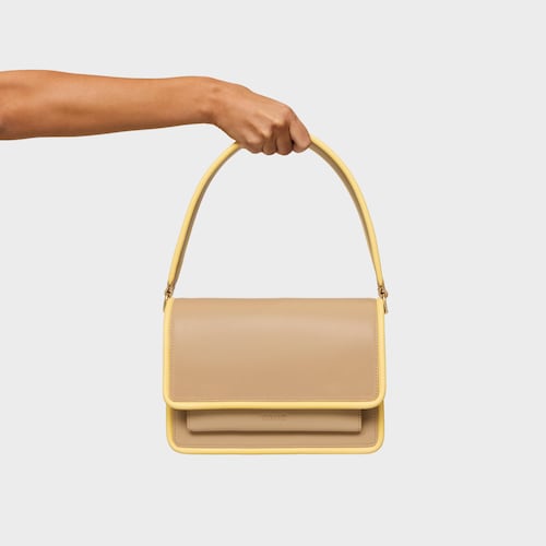 Sac &agrave; bandouli&egrave;re sable moyen TOUS Audree Pipings