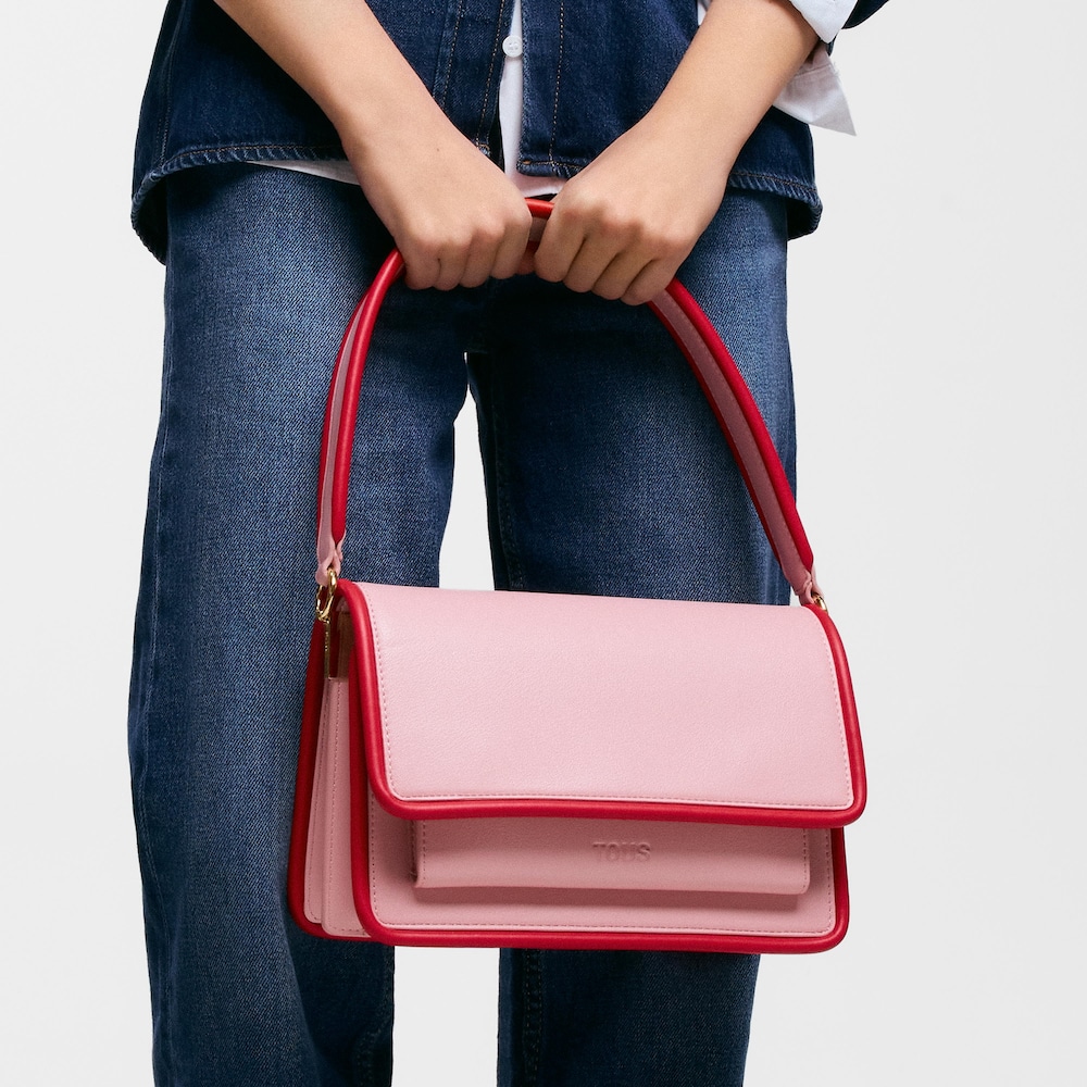 Mittelgro&szlig;e dunkelrosafarbene Umh&auml;ngetasche TOUS Audree Pipings