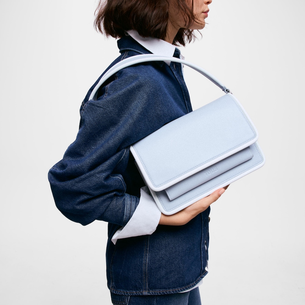 Mala de tiracolo m&eacute;dia azul-acinzentada TOUS Audree Pipings