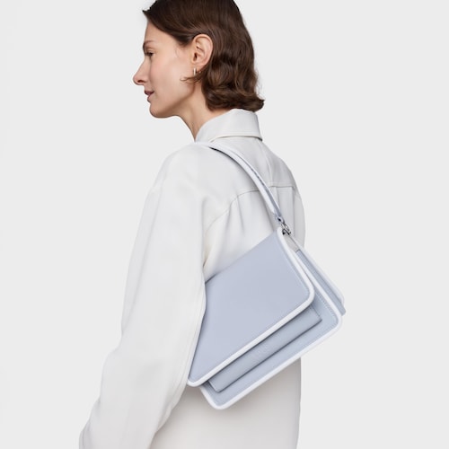 Sac &agrave; bandouli&egrave;re bleu gris moyen TOUS Audree Pipings