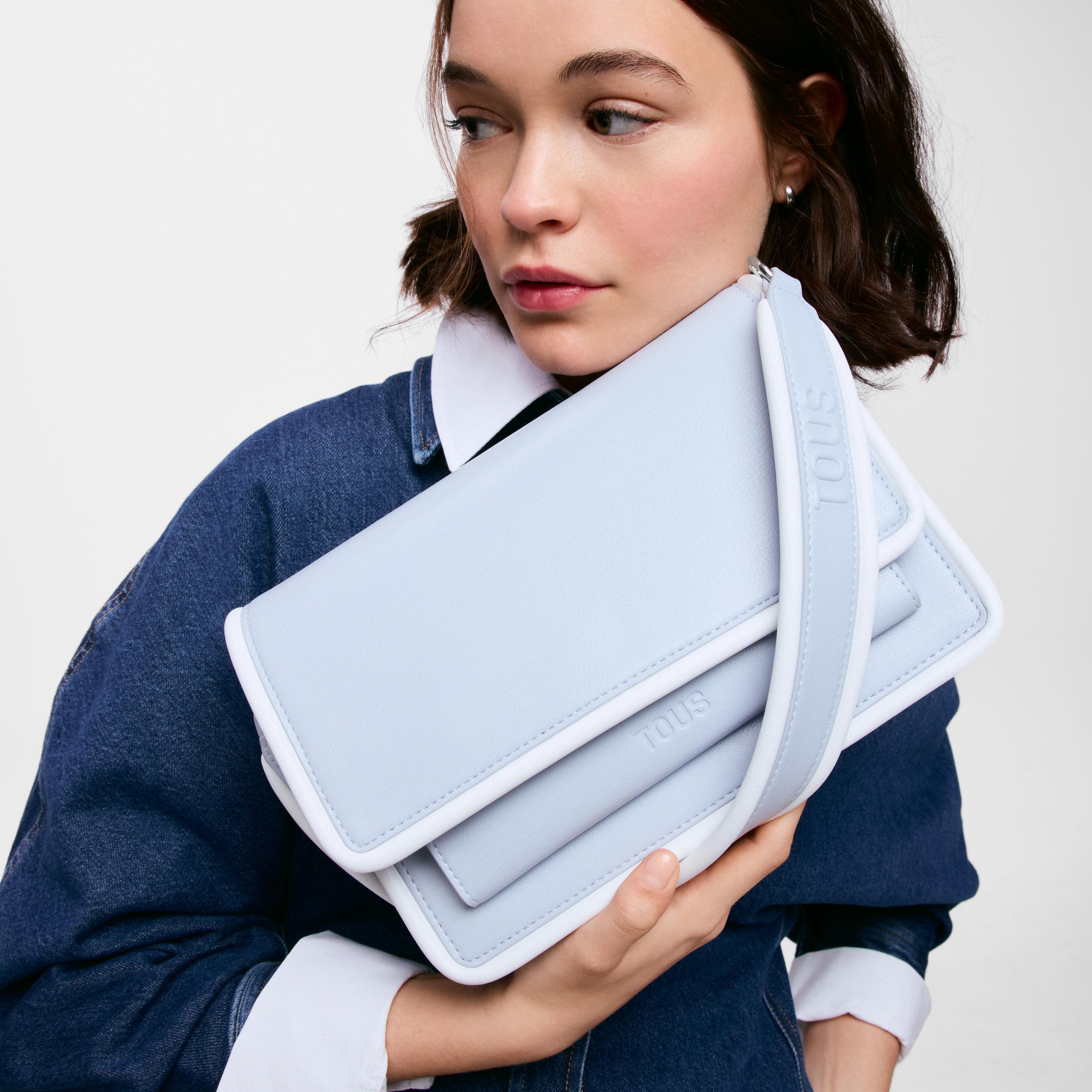 Medium grayish blue Crossbody bag TOUS Audree Pipings