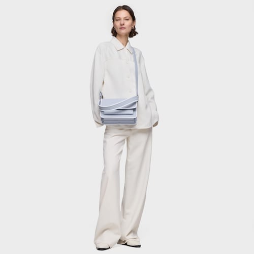 Sac &agrave; bandouli&egrave;re bleu gris moyen TOUS Audree Pipings