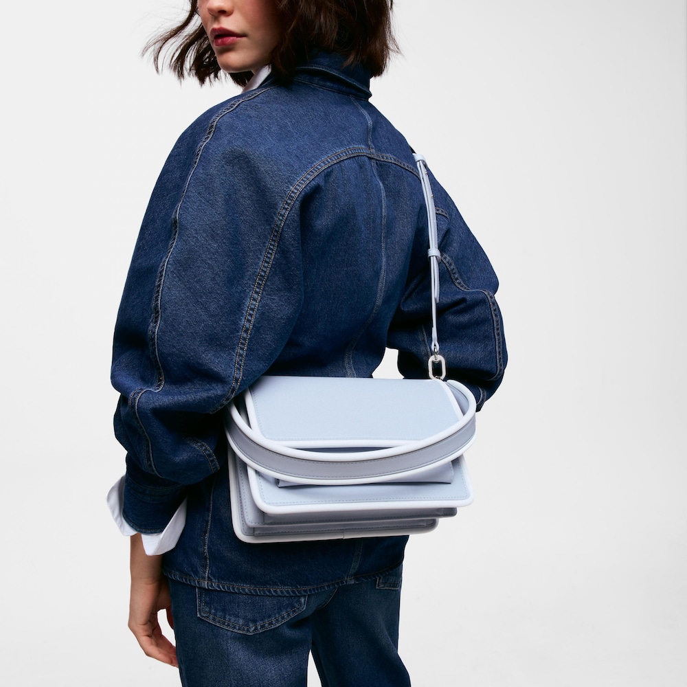 Mala de tiracolo m&eacute;dia azul-acinzentada TOUS Audree Pipings